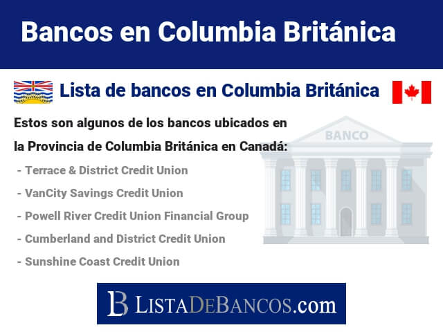 Bancos en Columbia Británica - Canadá