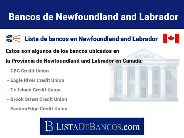 Bancos en Newfoundland and Labrador - Canadá